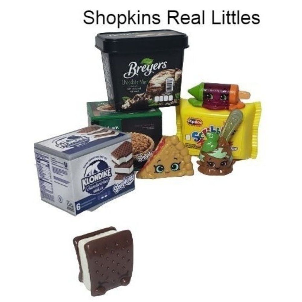 Shopkins Real Littles Minis Popsicle, Klondike, Cherry Pie, Breyers Mini Figures